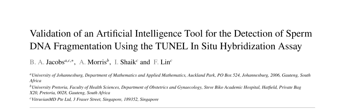 VitruvianMD publishes study on the validation of our AI-powered sperm selection tool